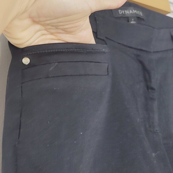 Dynamite Women Black Stretch Zipper Front Straight Cotton Blend Casual Pants 2 - Picture 4 of 13